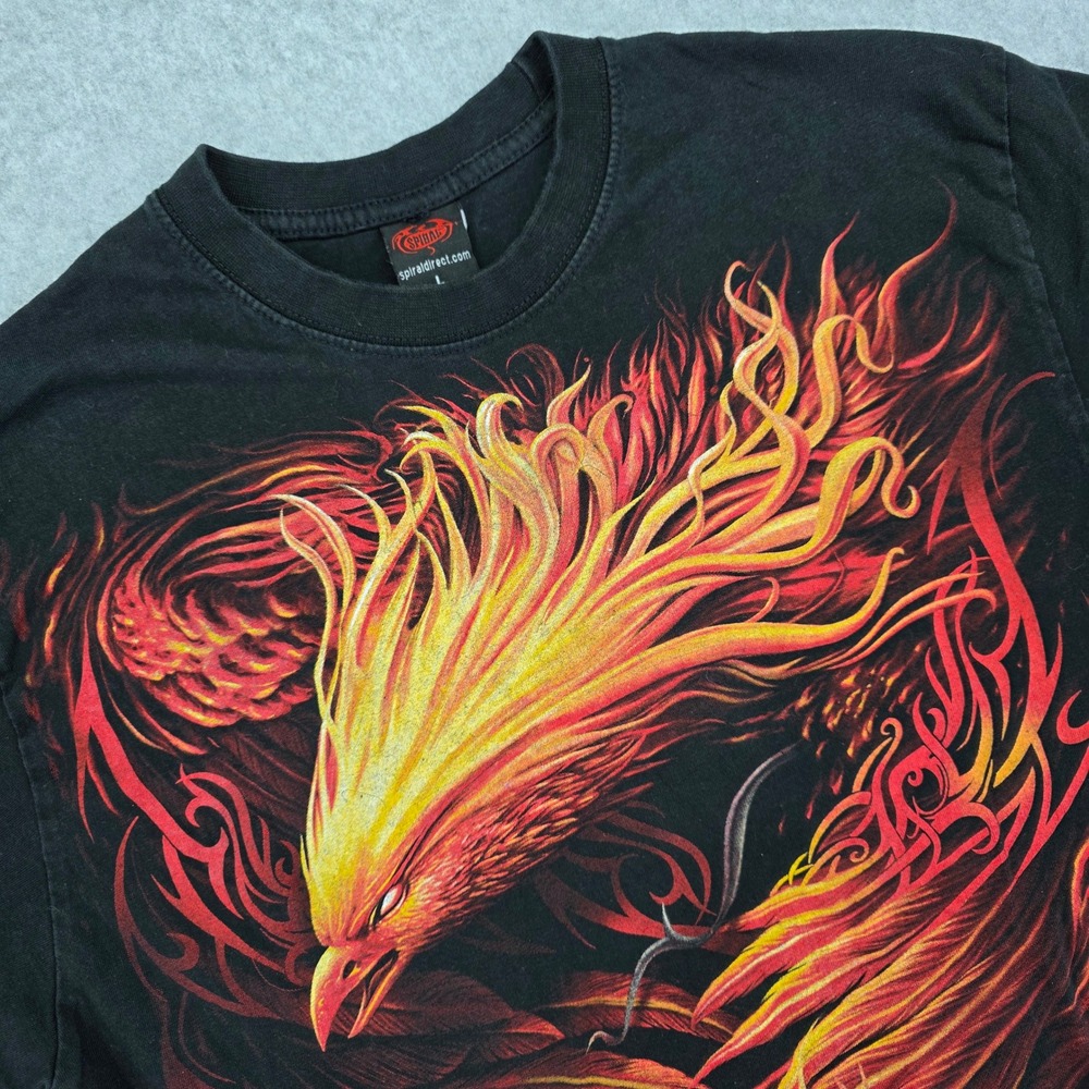 Spiral Direct Phoenix Arisen Bird Flames Fire Fantasy Gothic Large‎ T-Shirt